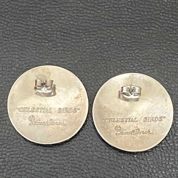 LAUREL BURCH Signed Celestial Birds Enamel Silver-tone Round Post Earrings 11.6g - Picture 11 of 12